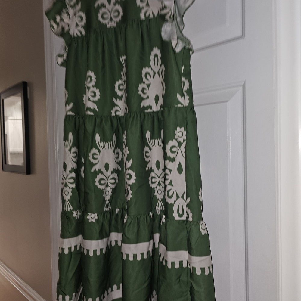 Green & White Dress